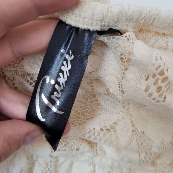 Trixxi Cream Lace High Low Dress Sleeveless Tube Top Boho Fairy Gypsy Medium - Picture 10 of 12